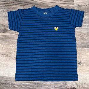 Uniqlo KAWS Kids Blue Striped Graphic T-Shirt Size 3-4